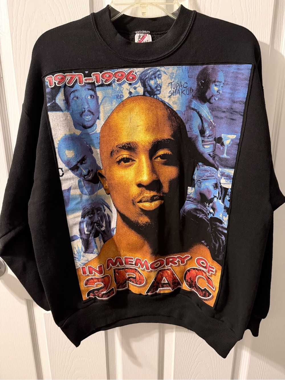 90s Vintage Tupac Shakur Crewneck Rap Tee sz L 2pac